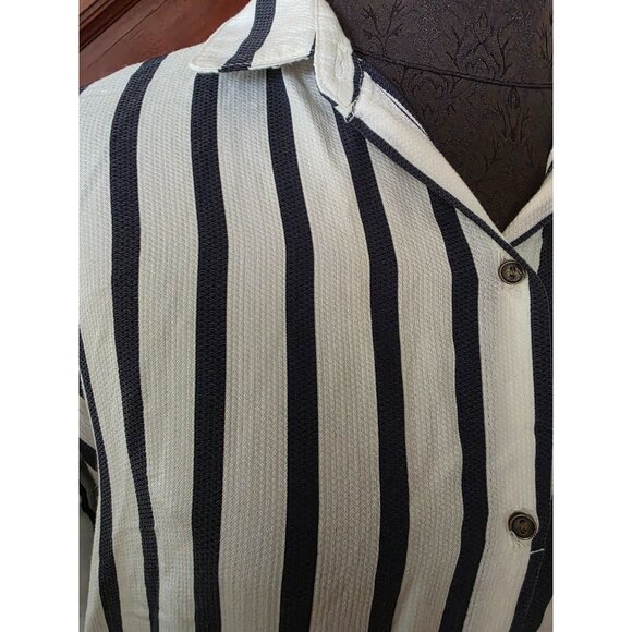 Zara Basic Striped Button-Down Long Sleeve Shirt Dress S Black & White - Picture 3 of 8